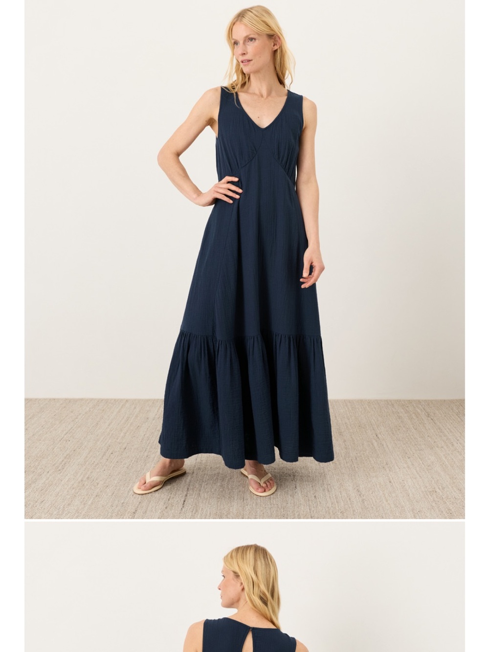Pact Navy V-Neck Tiered Maxi Dress - Picture 6 of 6